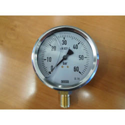 Manometr 100 mm, 0-60bar, przył dolne G1/2", gliceryna, stal nierdz.113.53.100 nr kat: 7079636,WIKA-7079636,MS60100GLYES,751-100